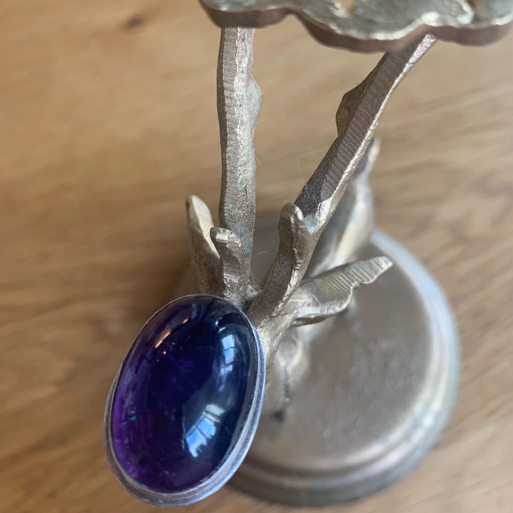 Beautiful Chunky Amethyst Sterling Silver Ring